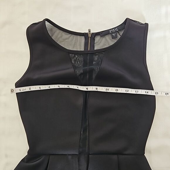 Guess Cocktail Sheer Front & Back Peplum Mini Dress Black Small - Picture 9 of 16